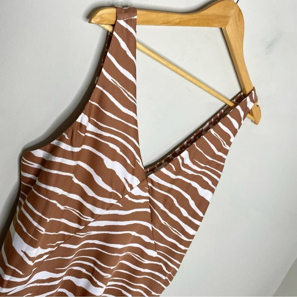 ✨NWT A New Day Cream Tan Zebra Animal Print Satin Slip Midi Dress Women's XXL - Picture 5 of 12